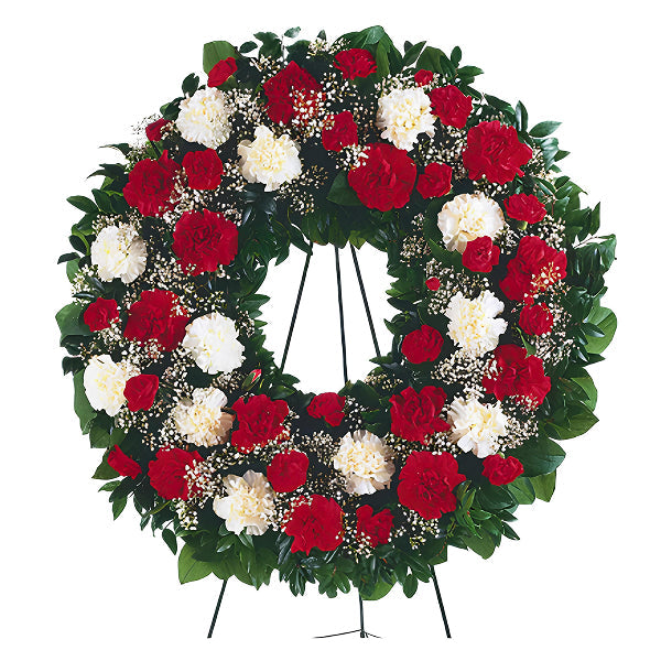 red and white wreath