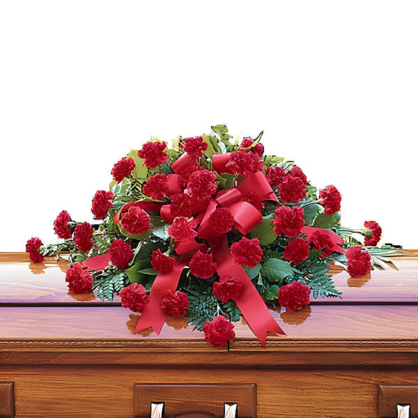 red roses casket spray